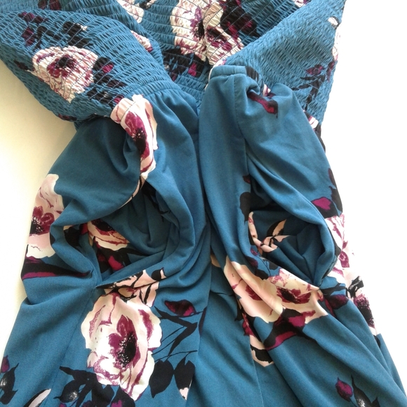 Lane Bryant Floral Wide Leg Smocked Jumpsuit Blue Pink NWT Size 22/24 - Picture 5 of 12